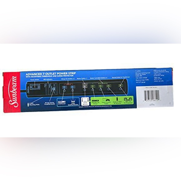 Sunbeam Advance 7 Outlet Power Strips with Surge Protector - Picture 3 of 7
